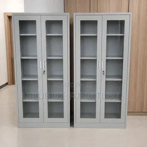 Steel Office Storage Cabinet With 2 Glass Door