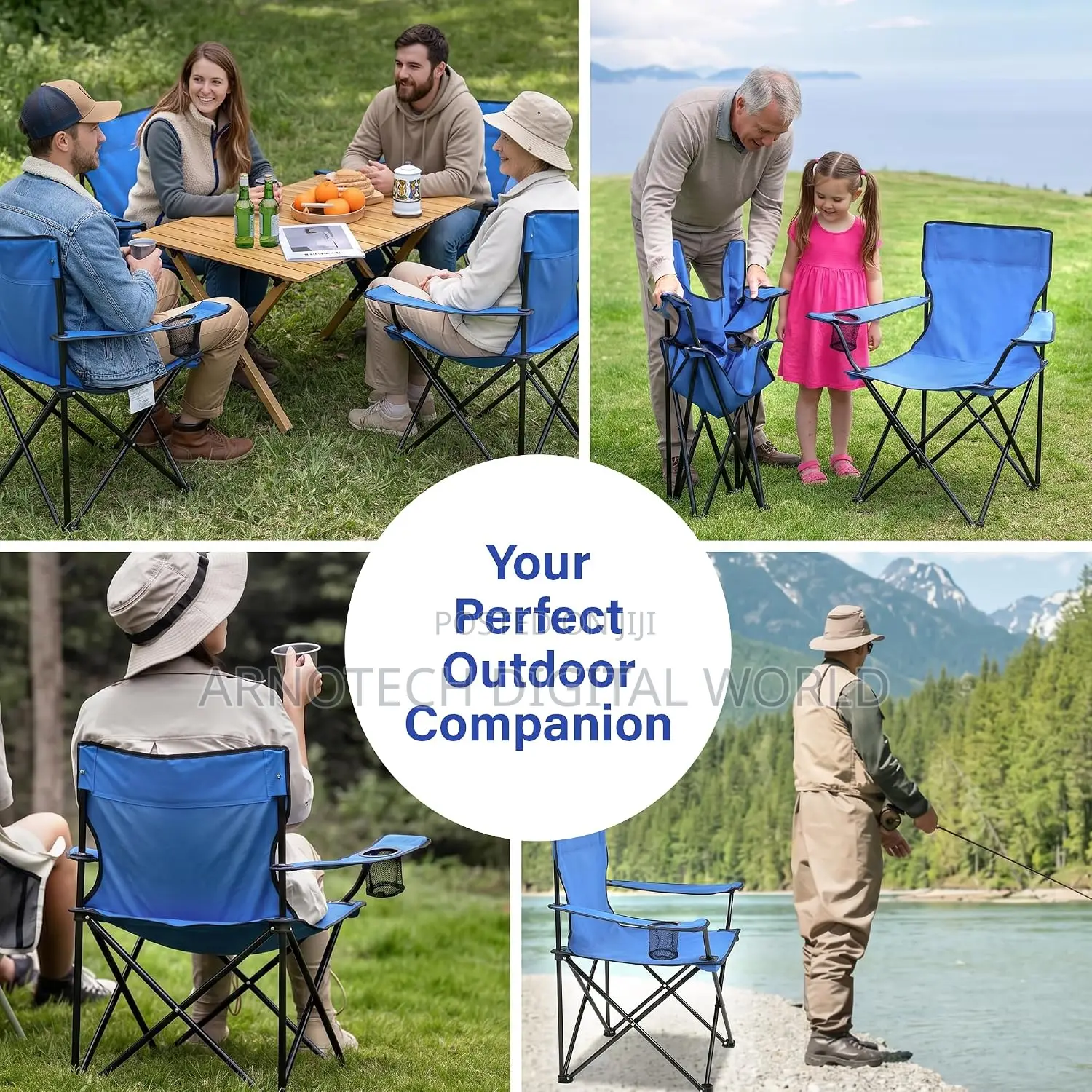Portable Foldable Metallic Frame Waterproof Canvas Camping Chair