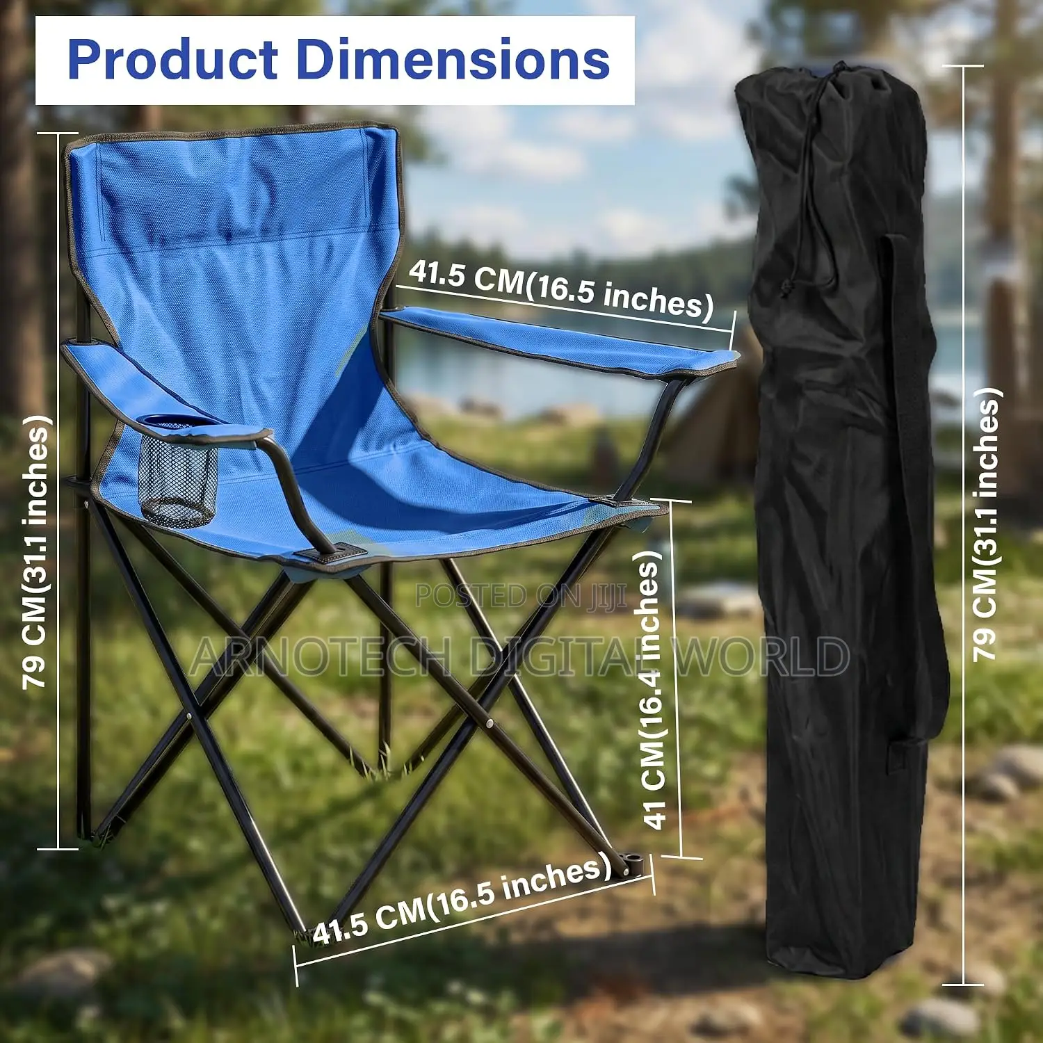 Portable Foldable Metallic Frame Waterproof Canvas Camping Chair