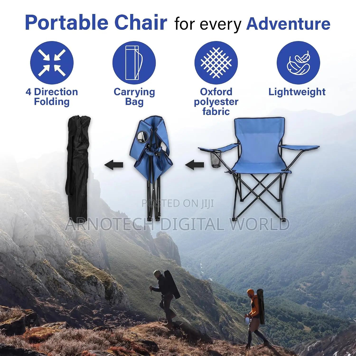Portable Foldable Metallic Frame Waterproof Canvas Camping Chair