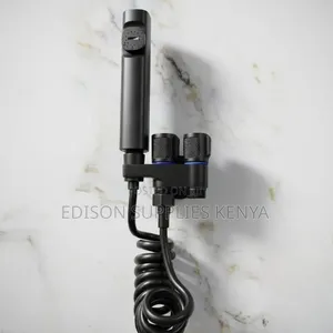 Arabic Shower With Angle Valve Black Shattaf Rubber Coil Flex Bidets