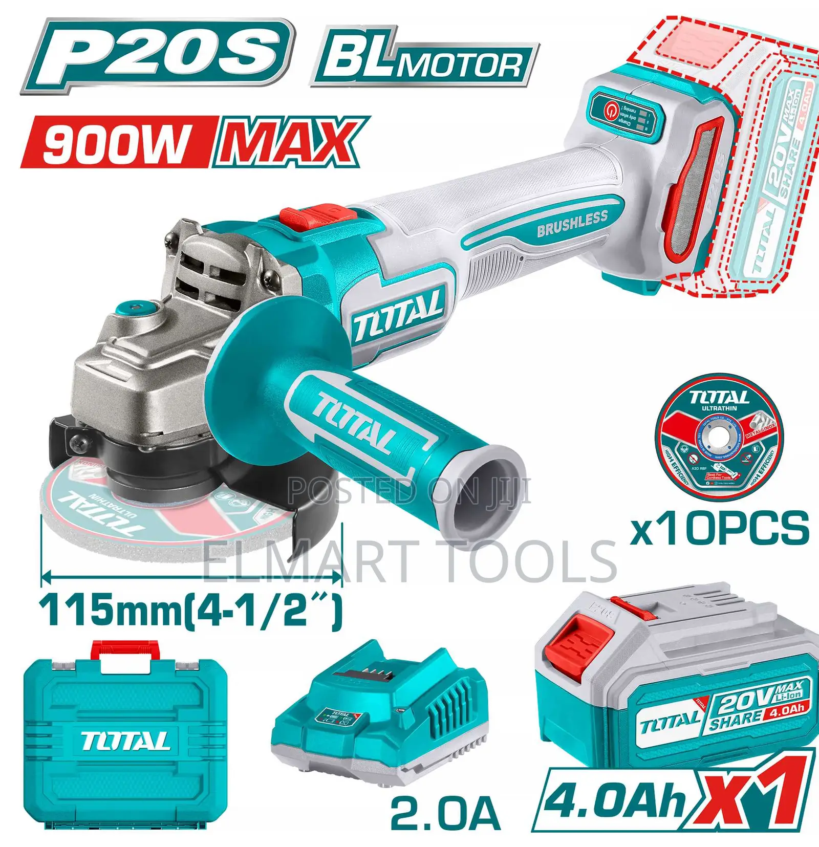 Total TAGLI261521 Cordless Angle Grinder 900W