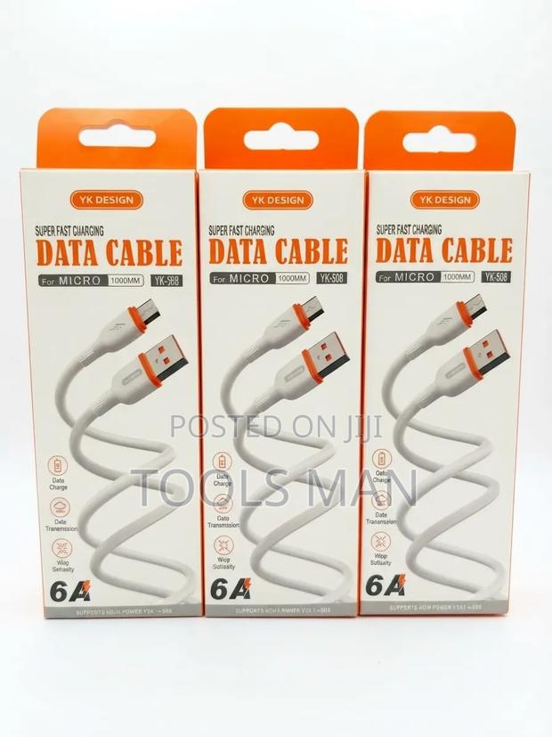 YK Design 6A Micro USB Super Fast Charging Data Cable 1000mm.