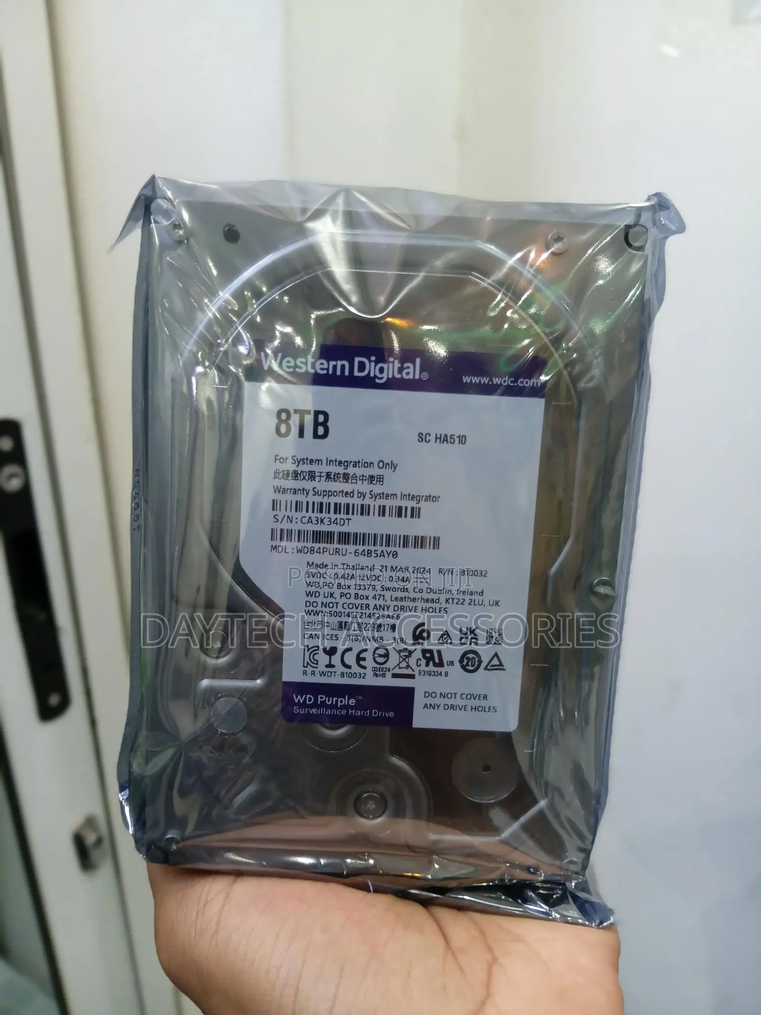 Western Digital 8TB WD Purple Surveillance Internal Hard Drive in Grey