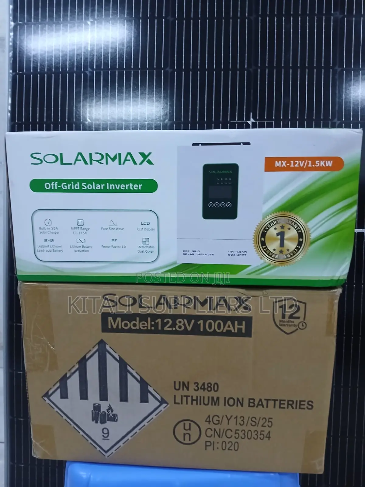 300w Solar Panel 100ah 12.8v Solarmax Battery and 1kva Hybrid Inverter