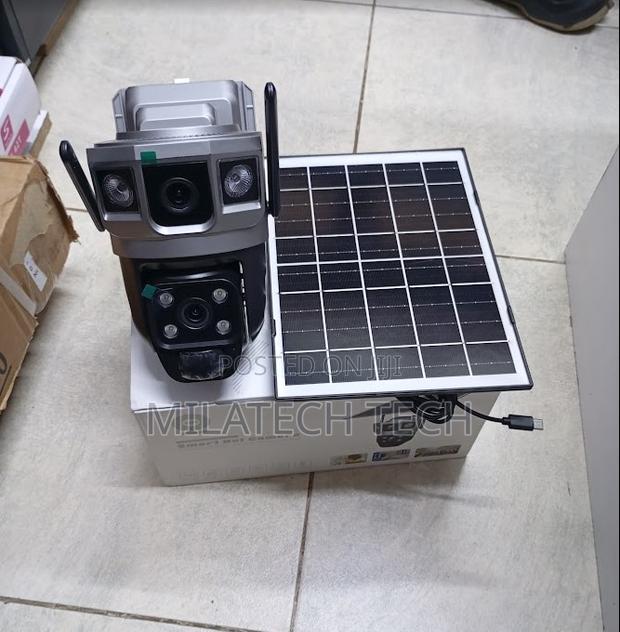 Dual Lens 4G Solar Security Camera – AI Human Detection Color Night