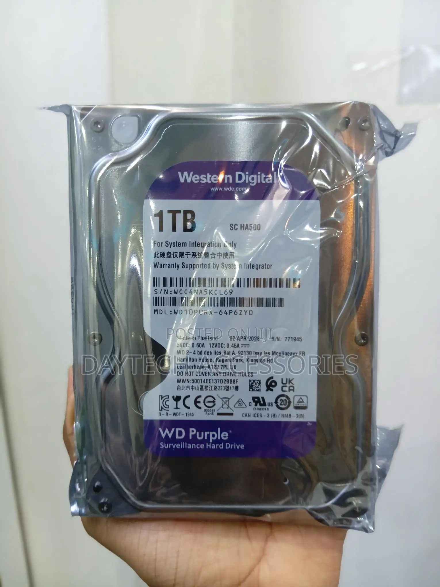 Western Digital WD Purple 1TB Surveillance Hard Drive WD10PURX-64P6ZY0