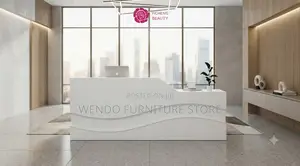 Reception Desk; 1.8 Meters White Wooden Elegant Reception Modern Desk