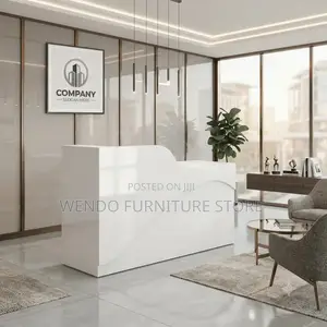 Reception Desk; 1.8 Meters White Wooden Elegant Reception Modern Desk