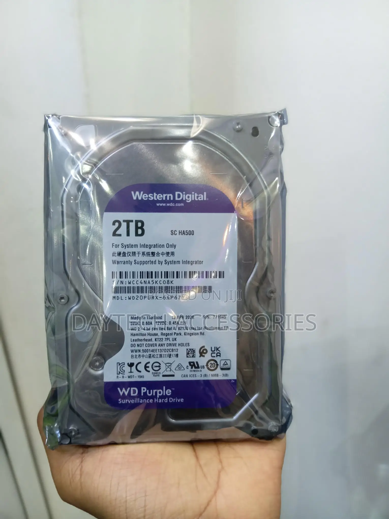 Western Digital WD Purple 2TB Surveillance Hard Drive WD20PURX-64P6ZY0