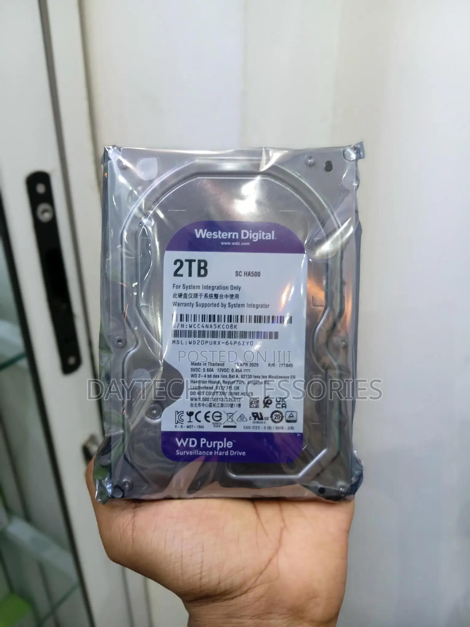 Western Digital WD Purple 2TB Surveillance Hard Drive WD20PURX-64P6ZY0