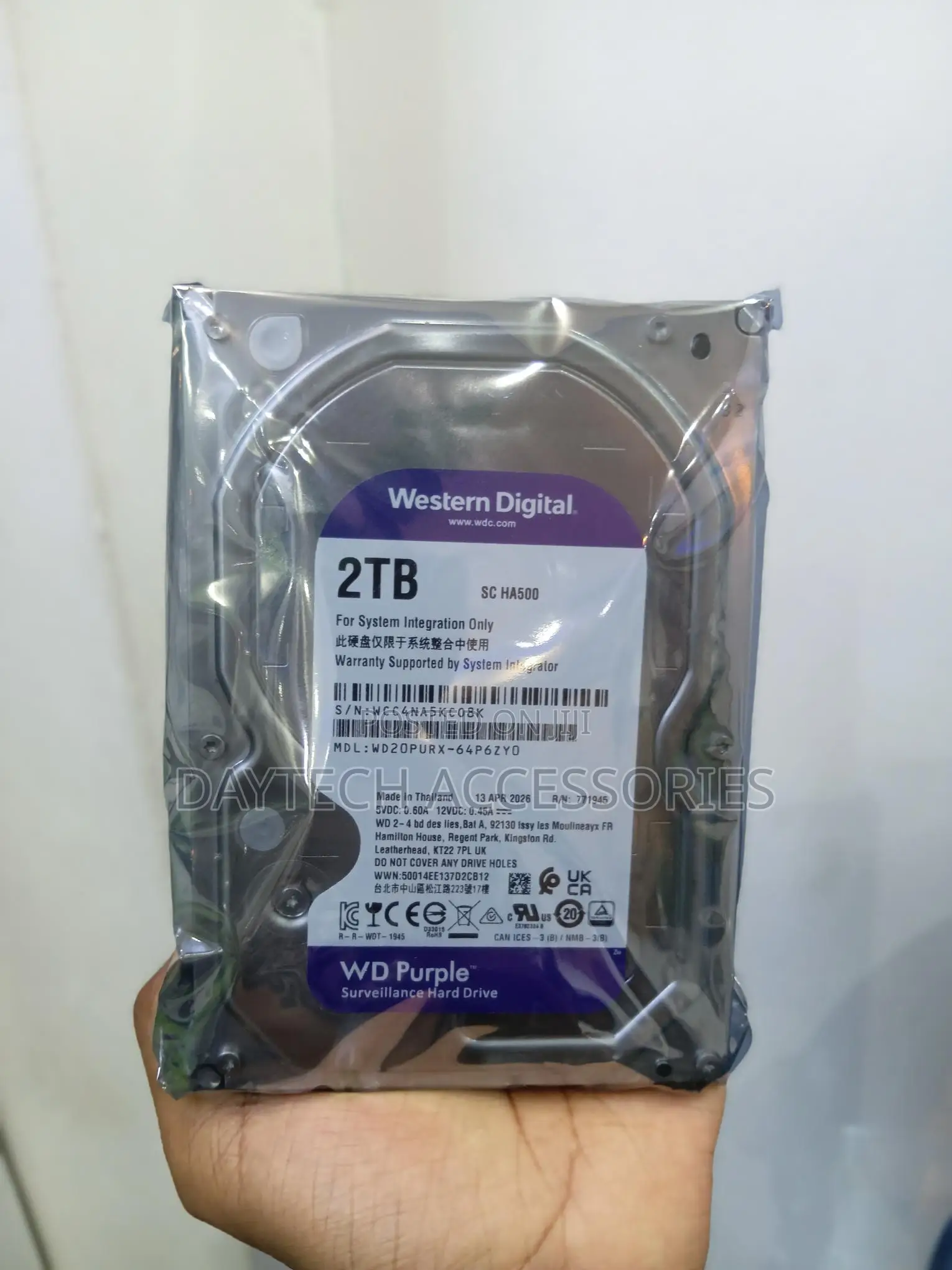 Western Digital WD Purple 2TB Surveillance Hard Drive WD20PURX-64P6ZY0