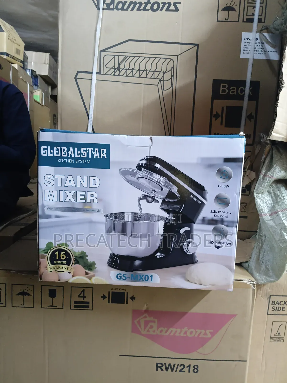 Globalstar 5.2L Electric Food Mixer With Stainless Bowl