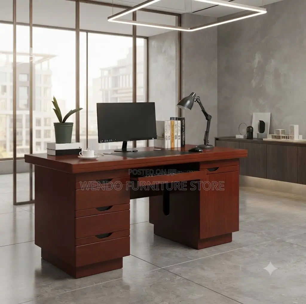 Office Desk; 1.4 Meters Executive Home Office Mahogany Drawered Desk