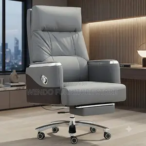 Office Chairs; Leather Executive CEOS Chair With Folding Footrest