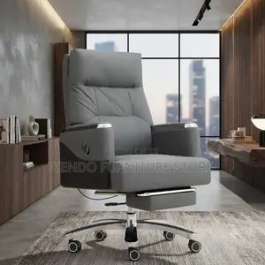 Office Chairs; Leather Executive CEOS Chair With Folding Footrest