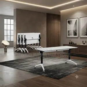 Office Desk; 1.2 Meters Foldable White Office Conference Table