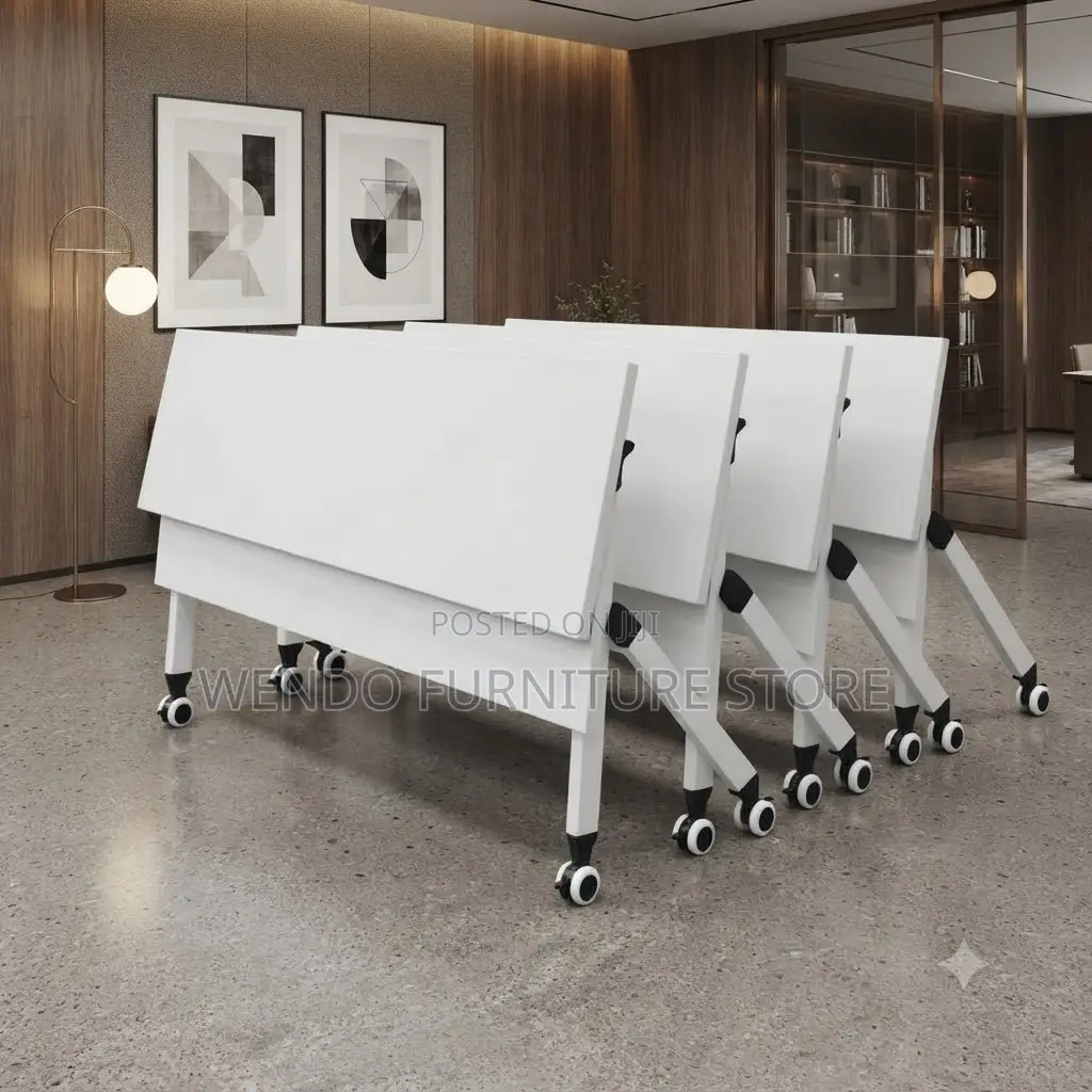 Office Desk; 1.2 Meters Foldable White Office Conference Table