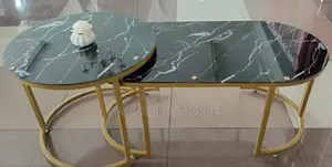 Black Nesting Table With Glass Effect