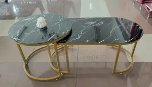 Black Nesting Table With Glass Effect