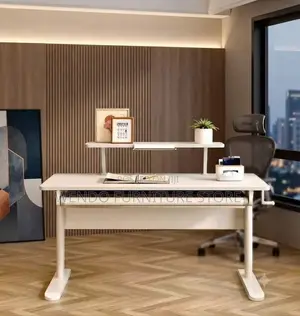 Office Desk; White Manual Adjustable Height Standing Desk