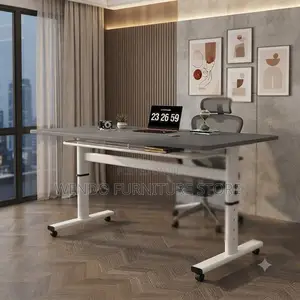 Office Desk; White Manual Adjustable Height Standing Desk