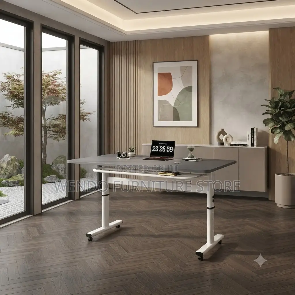 Office Desk; White Manual Adjustable Height Standing Desk