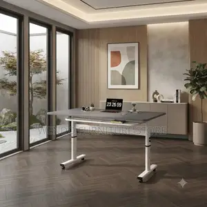 Office Desk; White Manual Adjustable Height Standing Desk