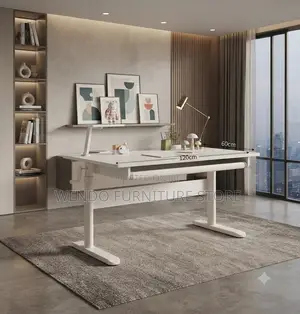 Office Desk; White Manual Adjustable Height Standing Desk