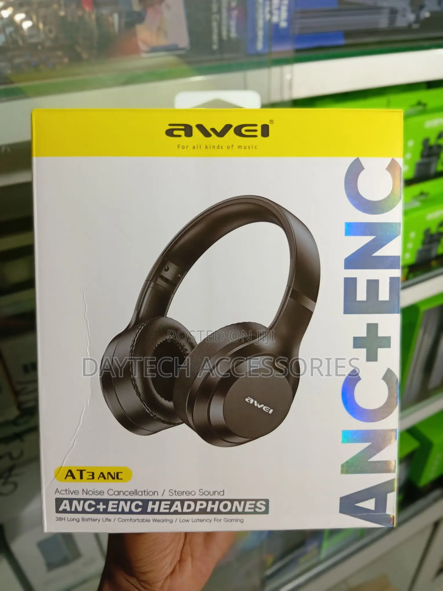 The Awei AT3 ANC+ENC Headphones.