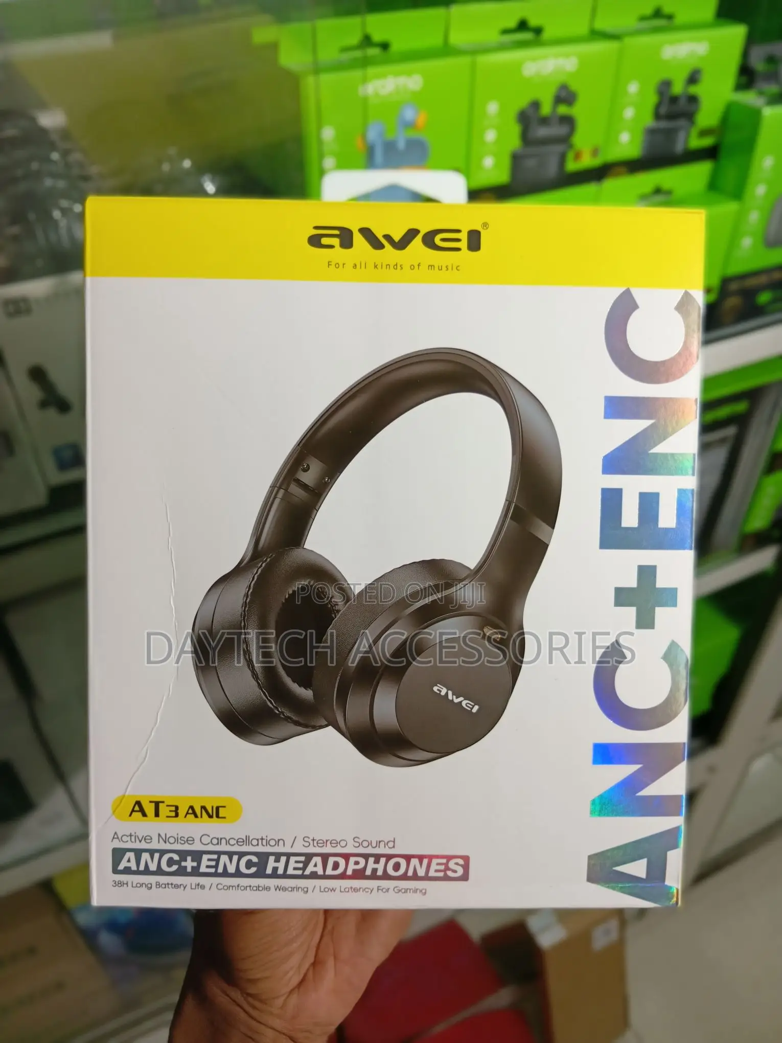 The Awei AT3 ANC+ENC Headphones.
