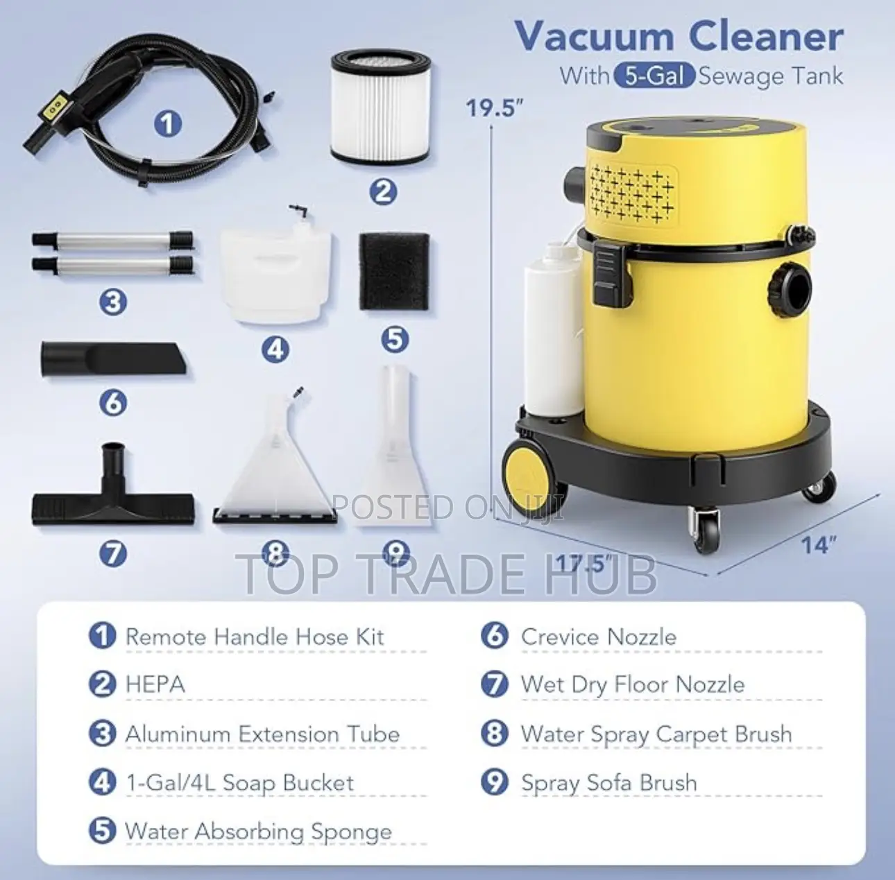 Toller 20L Wet and Dry Commercial Carpet Cleaner/Sofa Cleaner