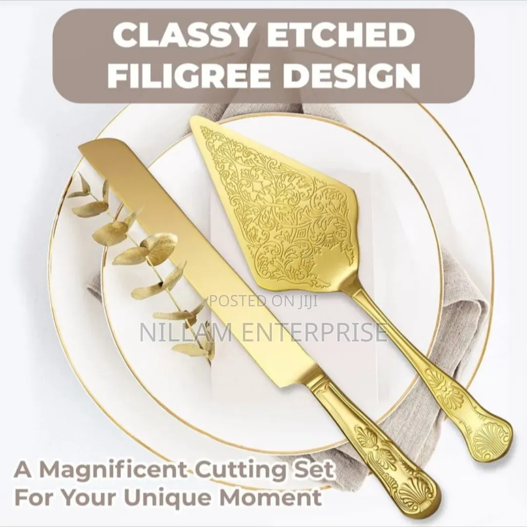 Gold Stainless Steel Cake Server Set