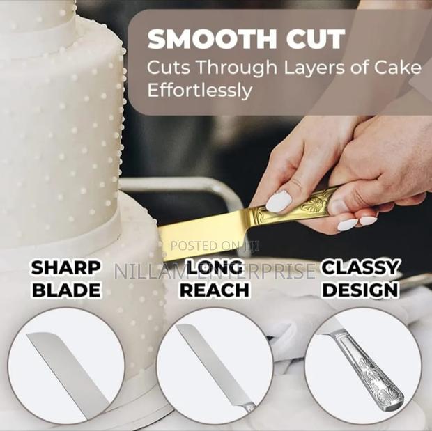 Gold Stainless Steel Cake Server Set - thumbnail 6