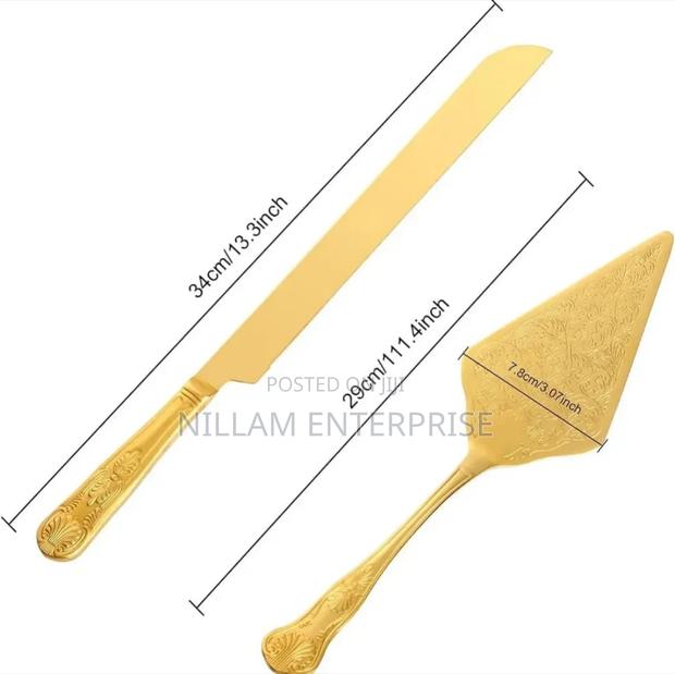 Gold Stainless Steel Cake Server Set - thumbnail 2