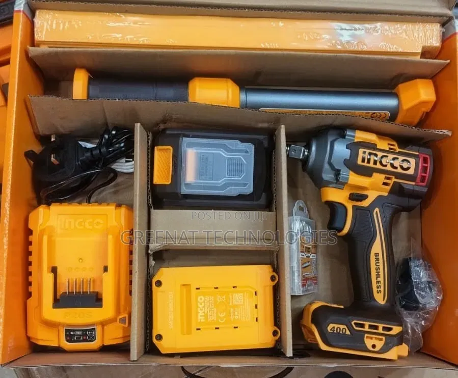 Ingco 20v Cordless Brushless Impact Wrench Kit 400nm