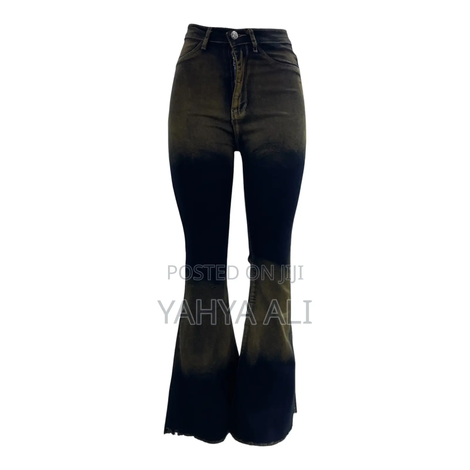 Women's High Waist Flared Jeans Yellow/Black Fade"
