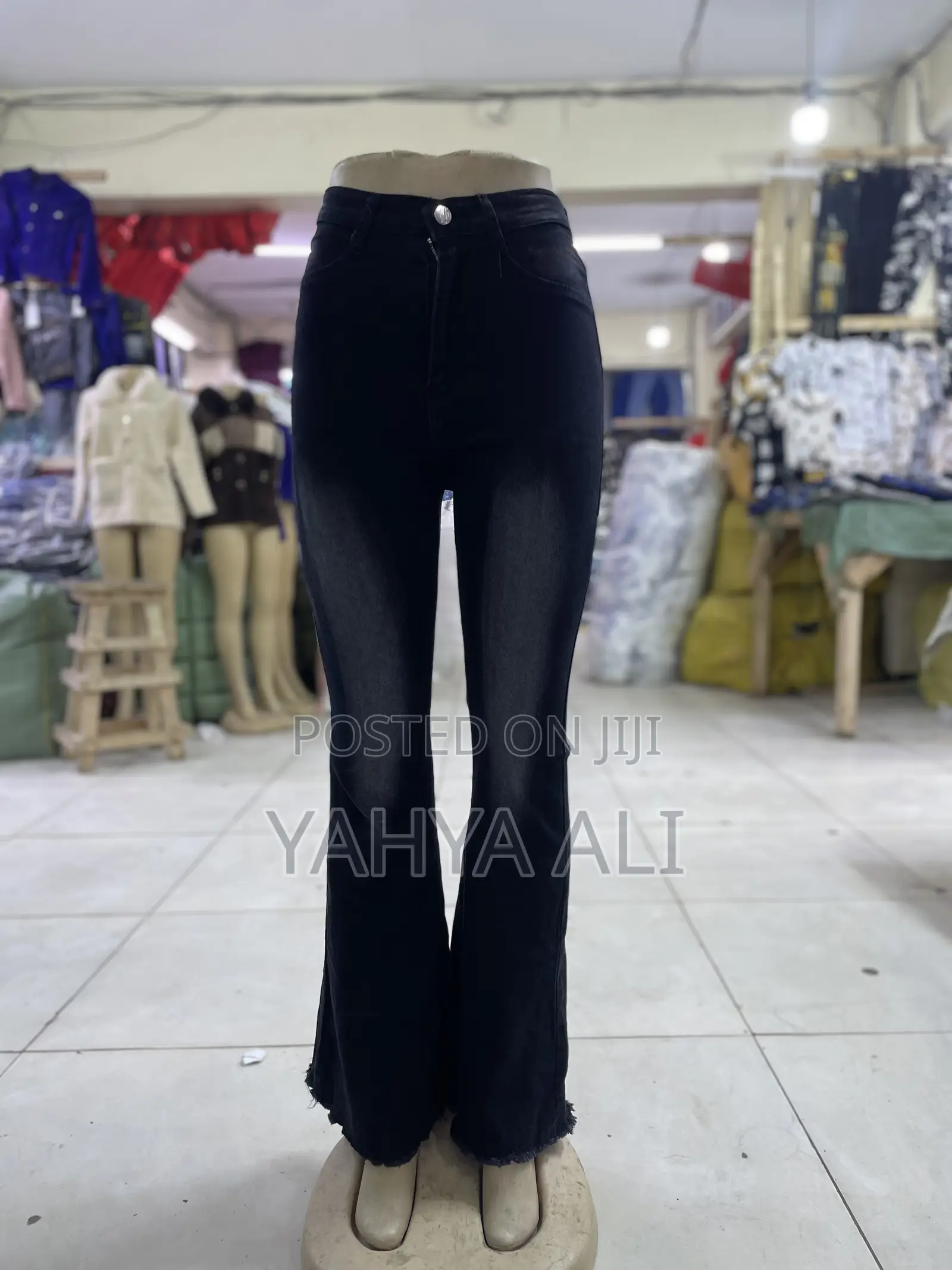 Women's High Waist Flared Jeans Yellow/Black Fade"