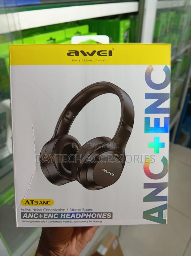 Awei AT3 ANC Bluetooth Headphone - Black - thumbnail 2