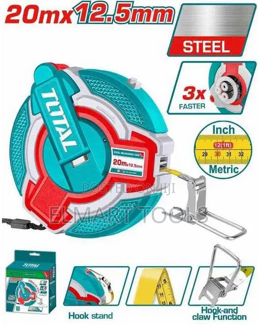 Total TMT08206 Steel Measuring Tape 20mx12.5mm