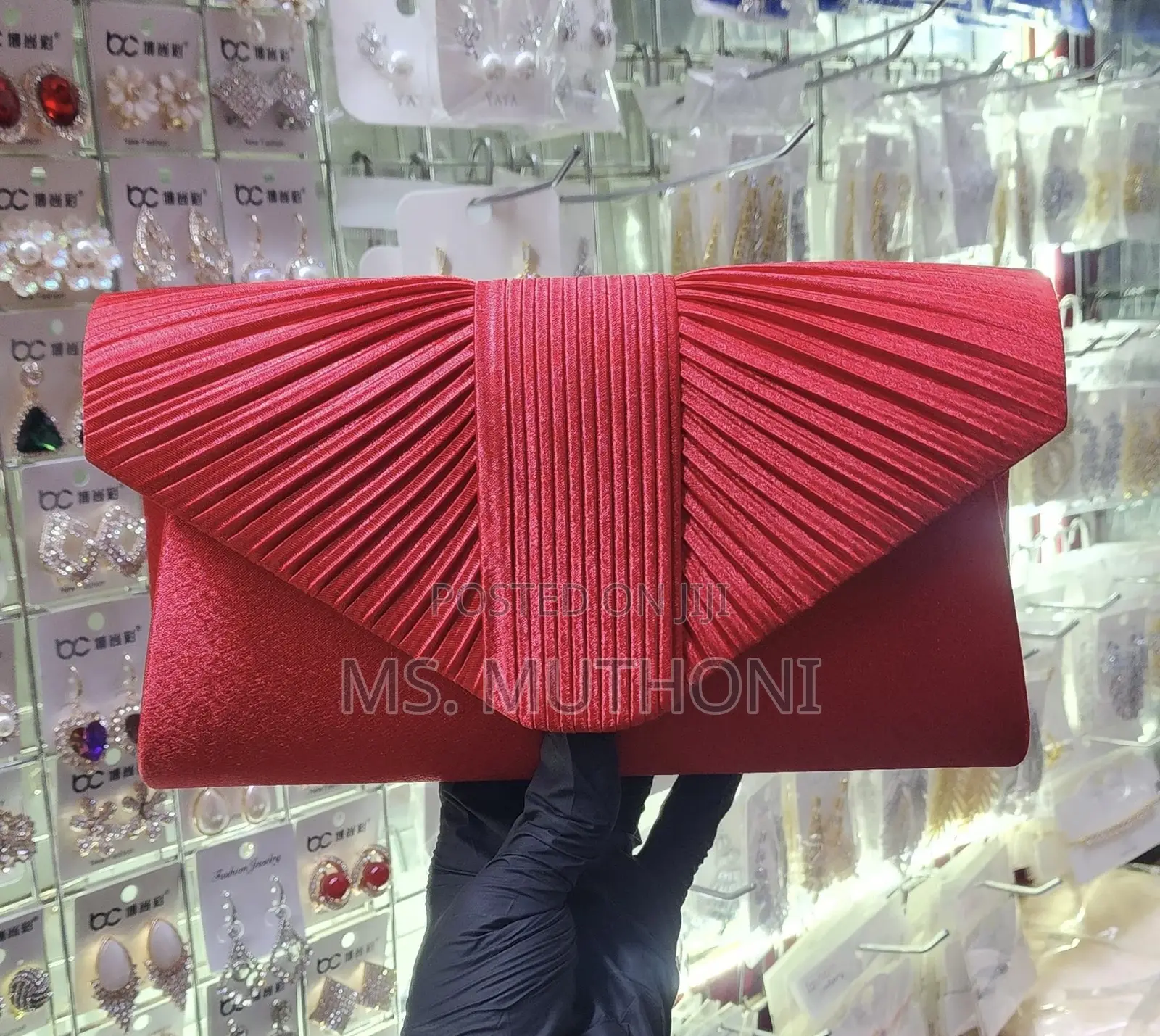 Elegant Fan-Pleated Satin Evening / Bridal Clutches.