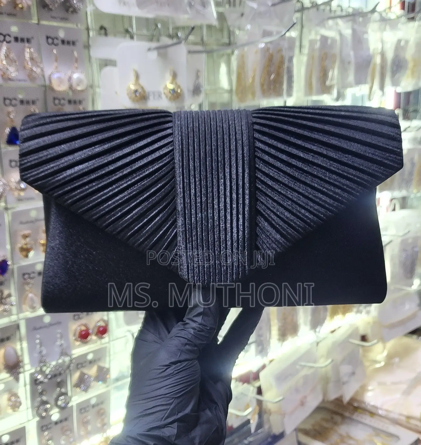 Elegant Fan-Pleated Satin Evening / Bridal Clutches.