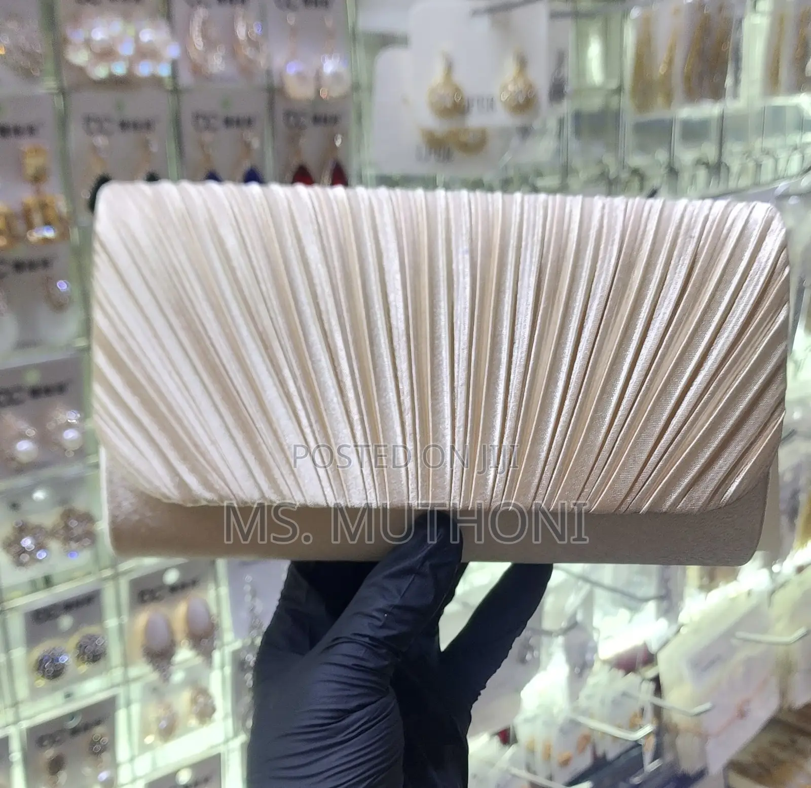 Elegant Fan-Pleated Satin Evening / Bridal Clutches.