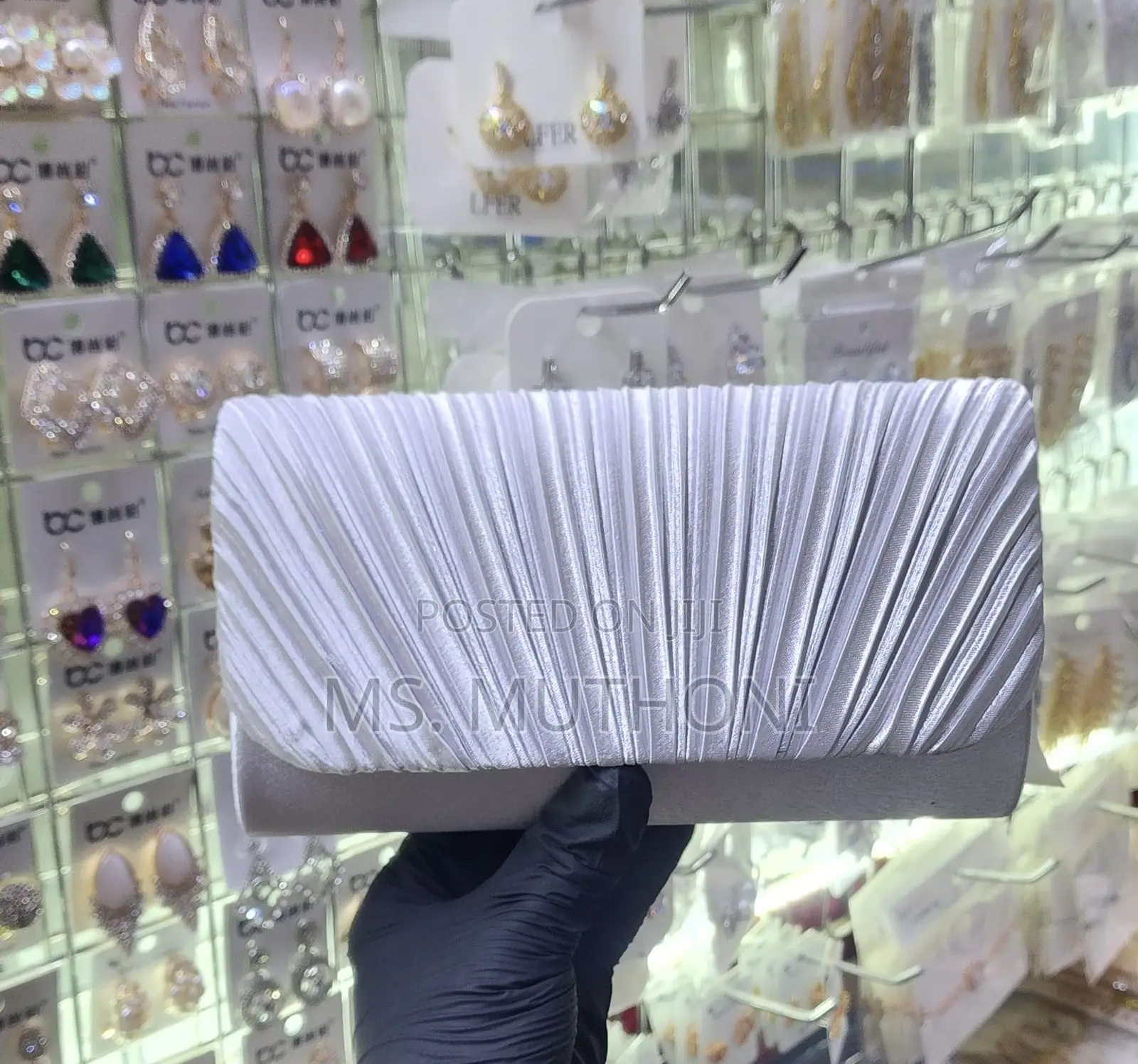 Elegant Fan-Pleated Satin Evening / Bridal Clutches.