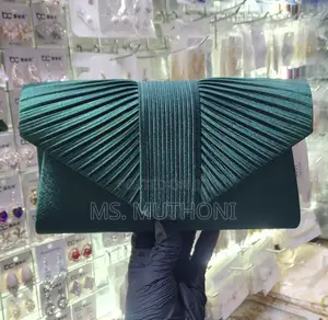 Elegant Fan-Pleated Satin Evening / Bridal Clutches.