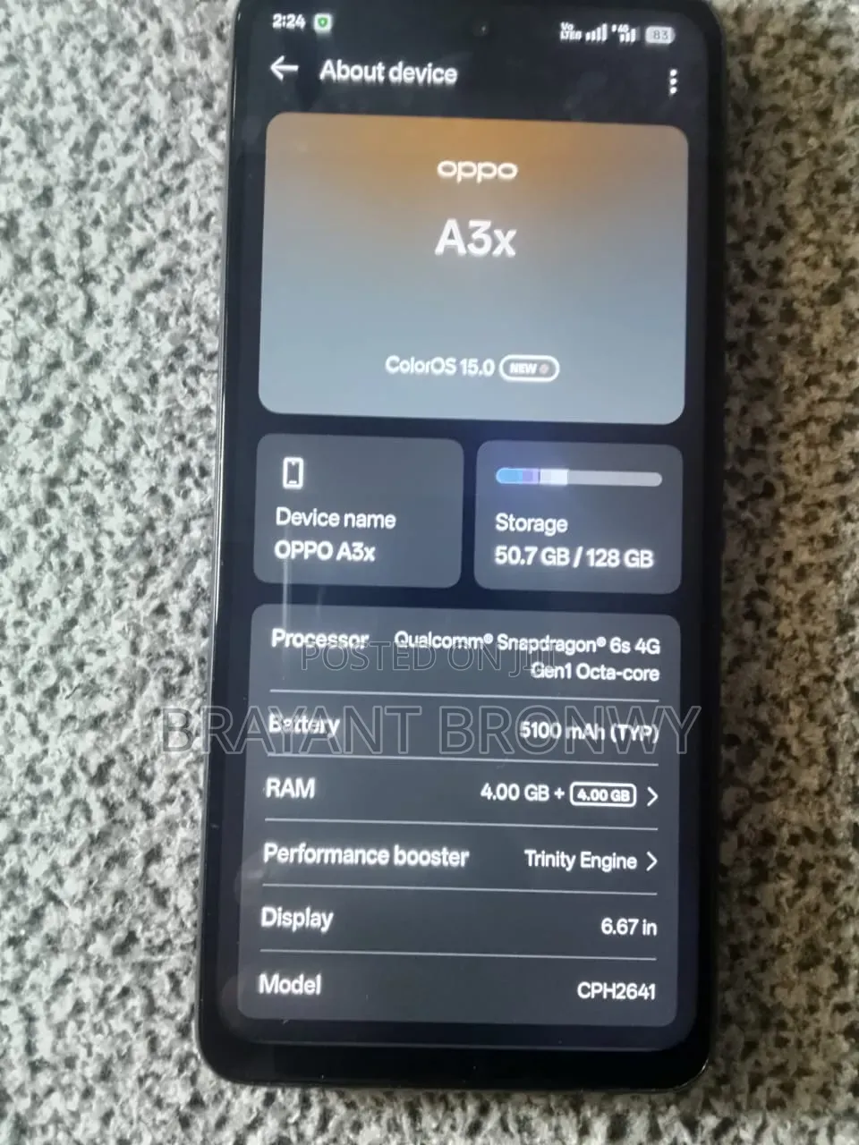 Oppo A3x 128 GB Purple