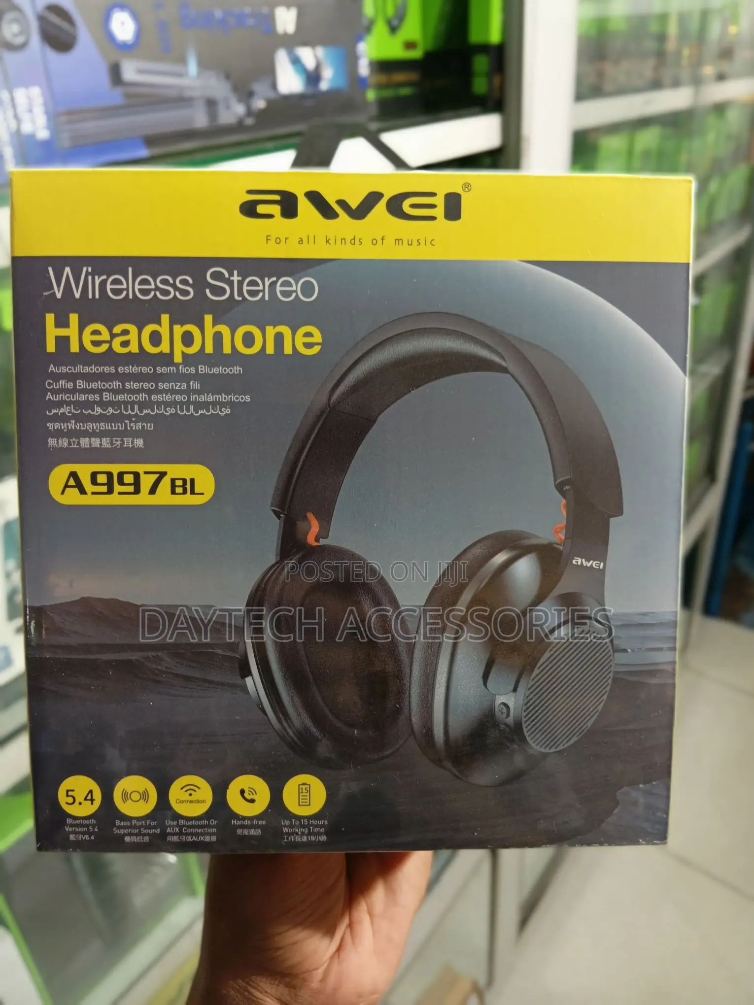 AWEI A997BL on-Ear Bluetooth Headphones - Black