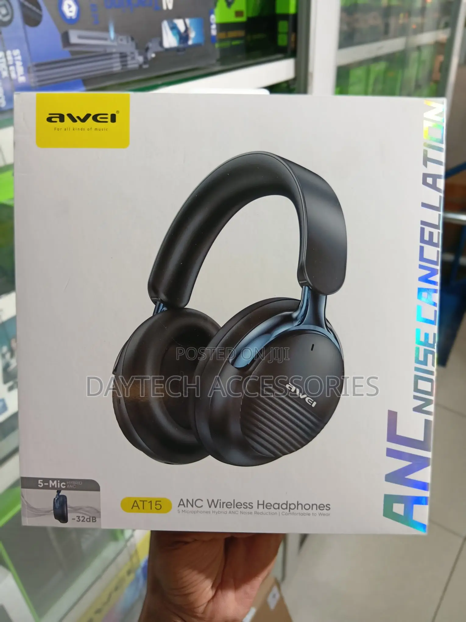Awei AT15 ANC Bluetooth 6.0 Headphone 4mics ANC.