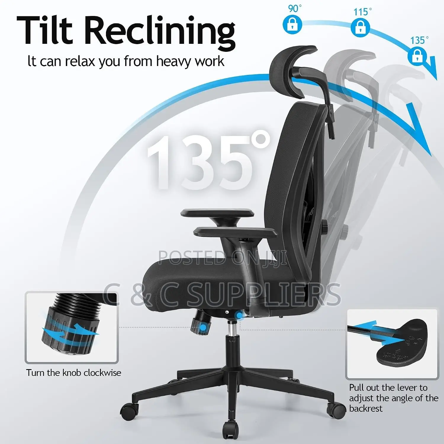 Ergonomic Swivel Chair With Adjustable Arms