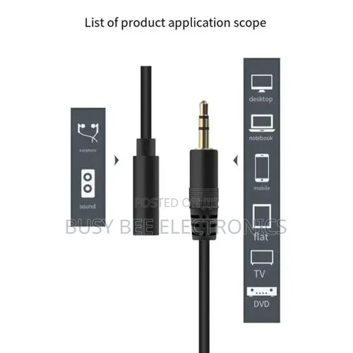 3.5mm Headphone Extension Cable (Male to Female, 5FT) - Black